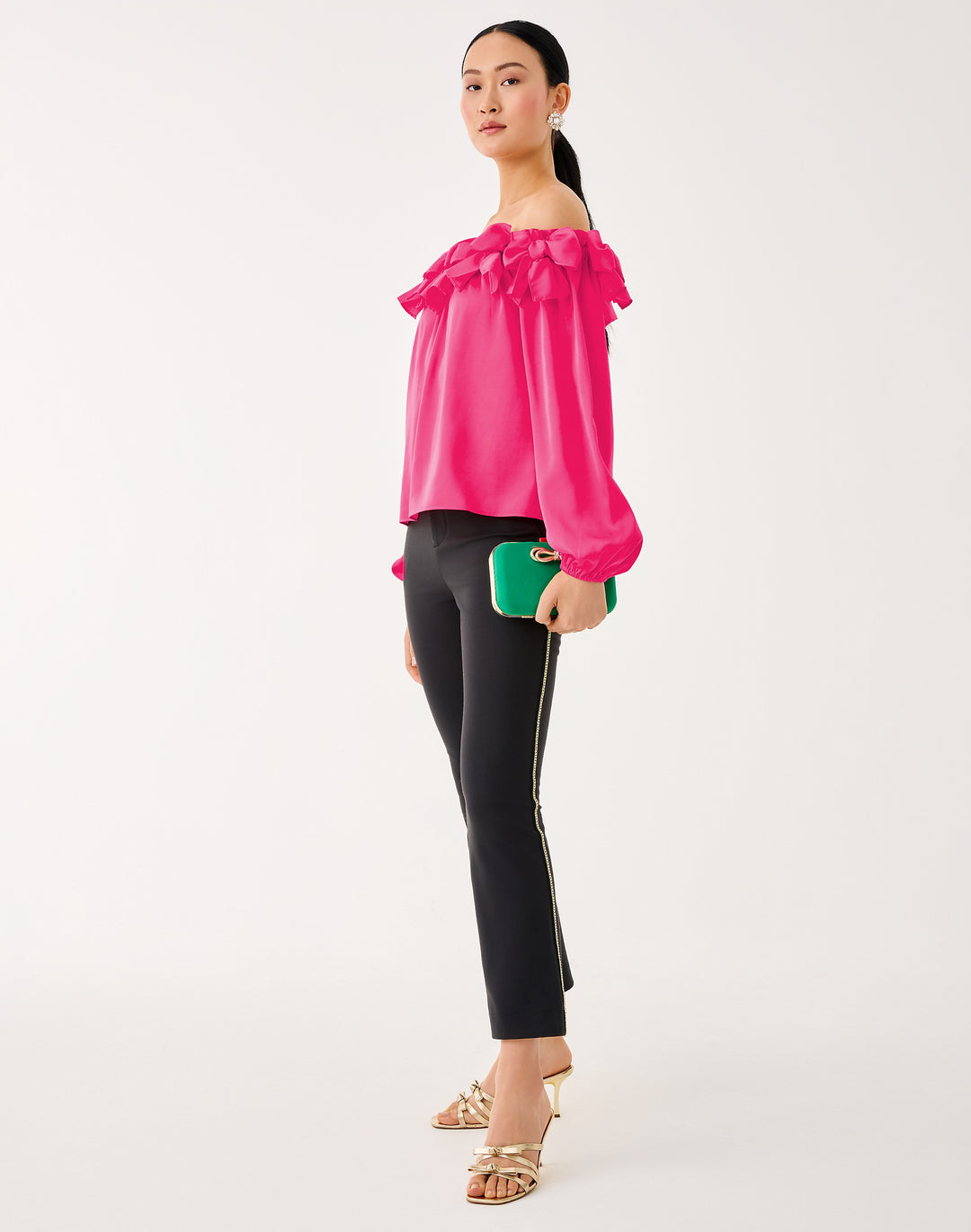 Ana Embellished Crop Flare Pant - Noir