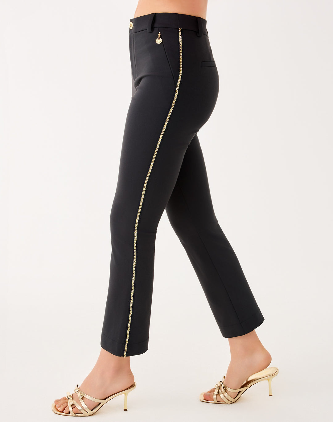 Ana Embellished Crop Flare Pant - Noir