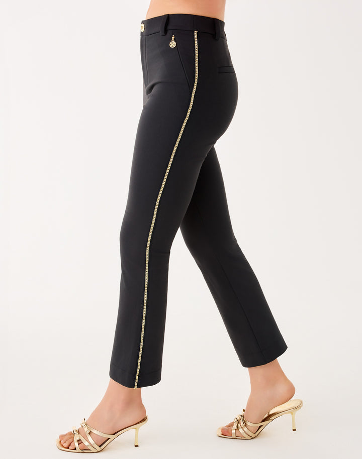 Ana Embellished Crop Flare Pant - Noir