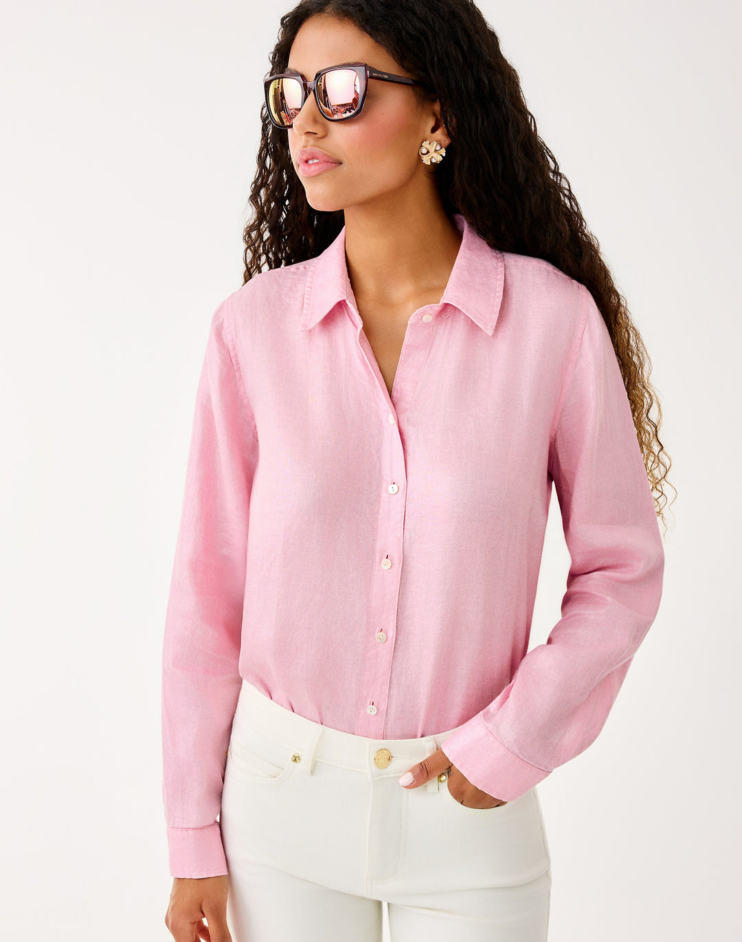 Sea View Metallic Button - Conch Shell Pink