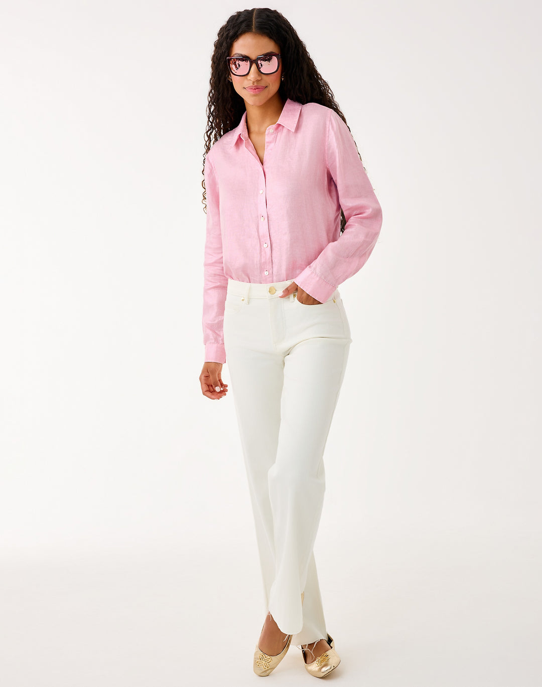 Sea View Metallic Button - Conch Shell Pink