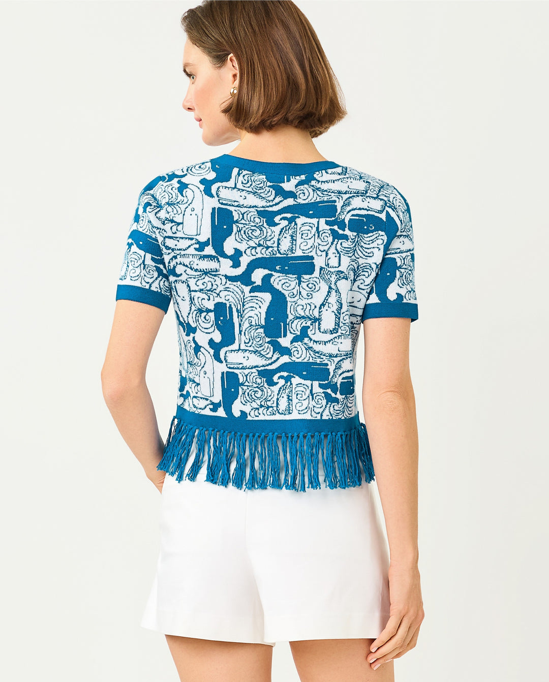 Kendra Sweater - Nassau Blue Thar She Blows Jacquard