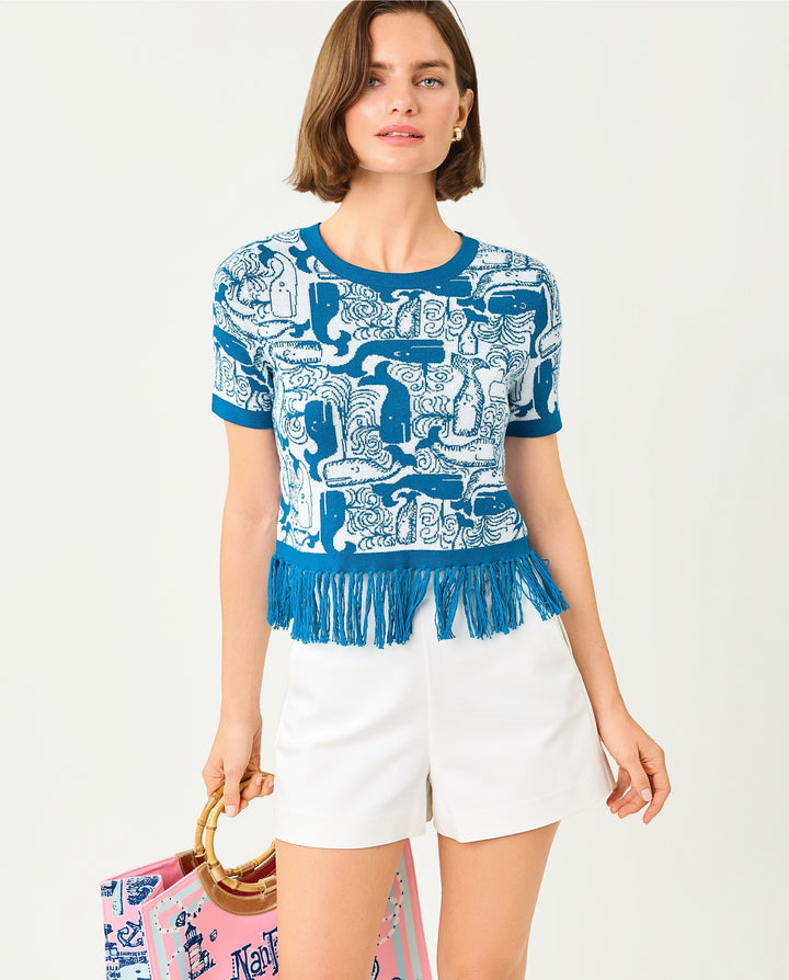Kendra Sweater - Nassau Blue Thar She Blows Jacquard