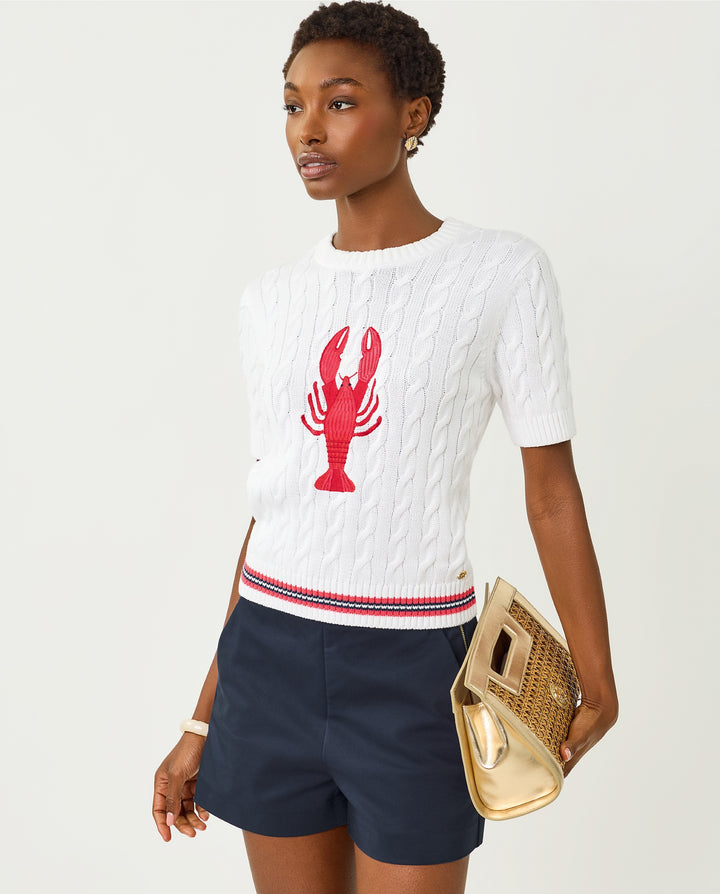 Miko Sweater - Resort White Lobster Embroidery