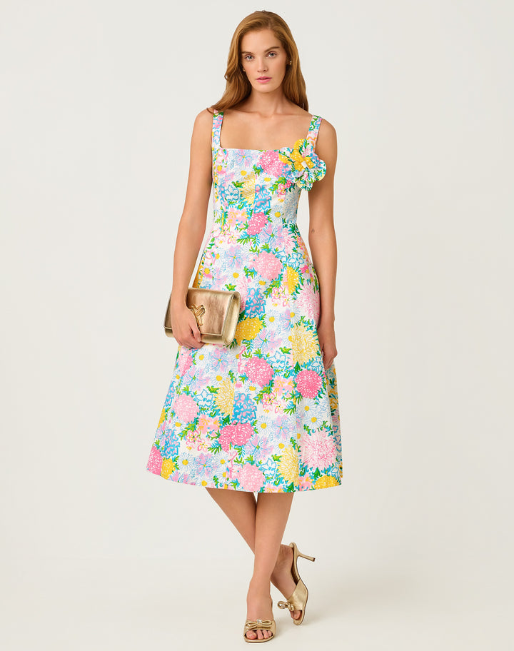 Nelly Stretch Midi Dress - Multi Lilly Garden