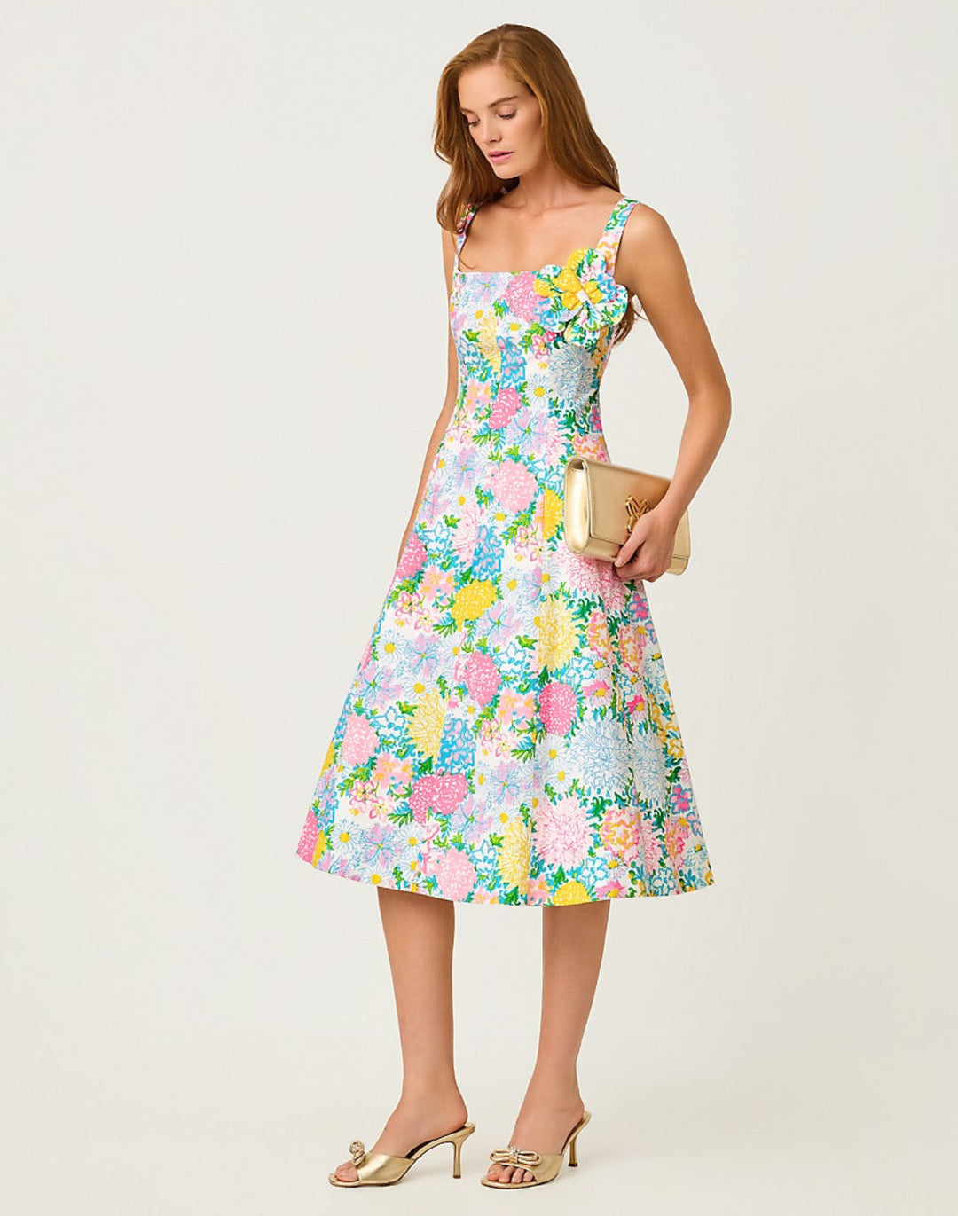 Nelly Stretch Midi Dress - Multi Lilly Garden