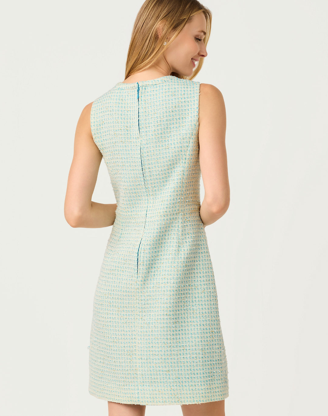 Aria Boucle Shift Dress- Capri Blue Fantasy