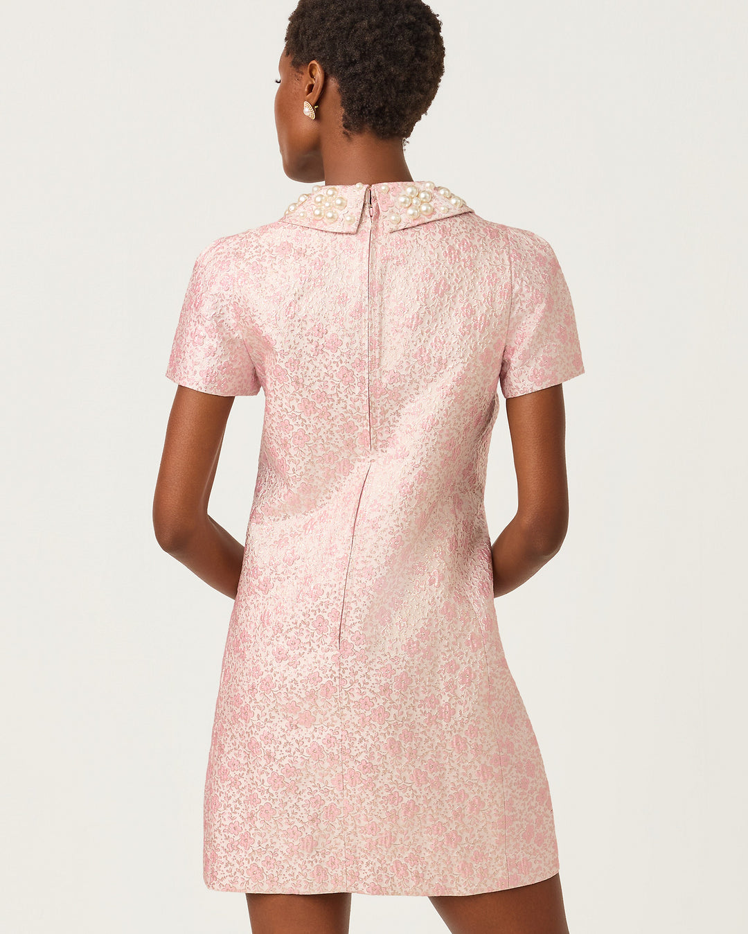 Mylan Short Sleeve Shift Dress - Conch Shell Pink Ritsy