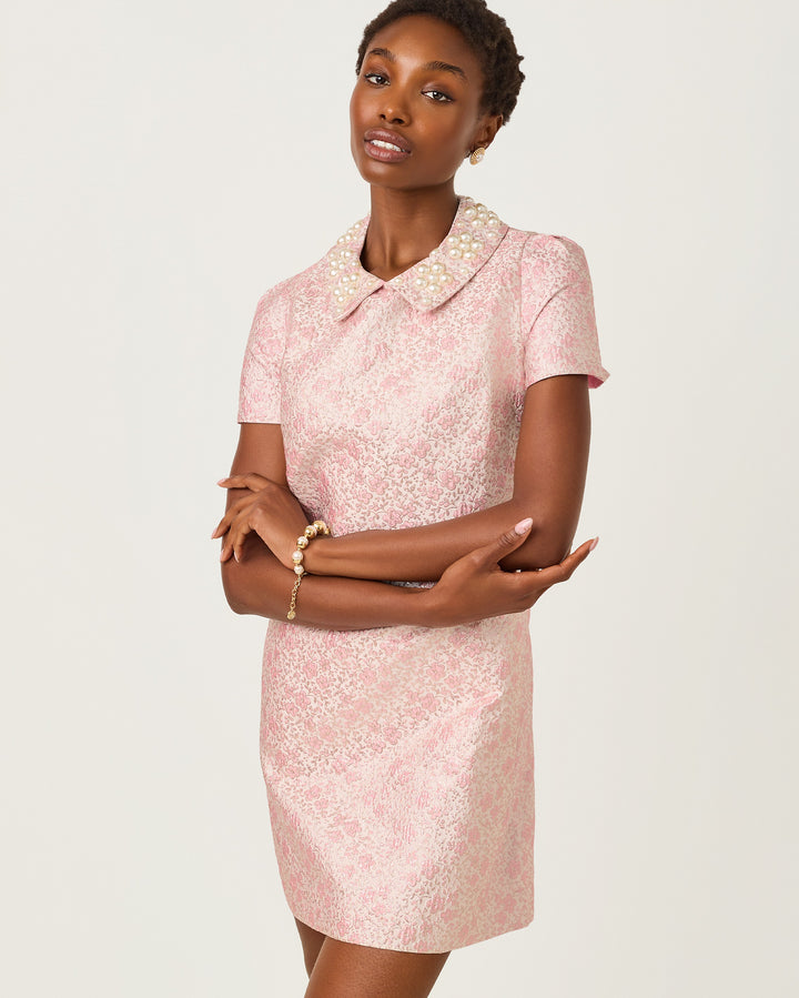 Mylan Short Sleeve Shift Dress - Conch Shell Pink Ritsy