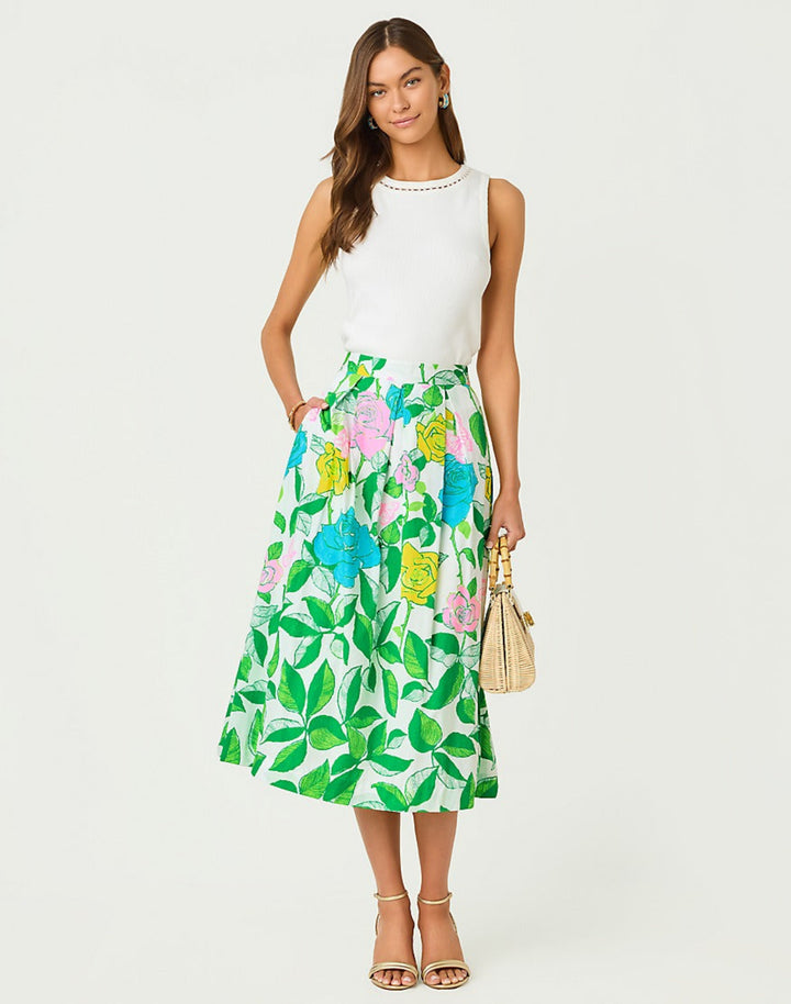 Izela Midi Skirt - Multi Rose Bud
