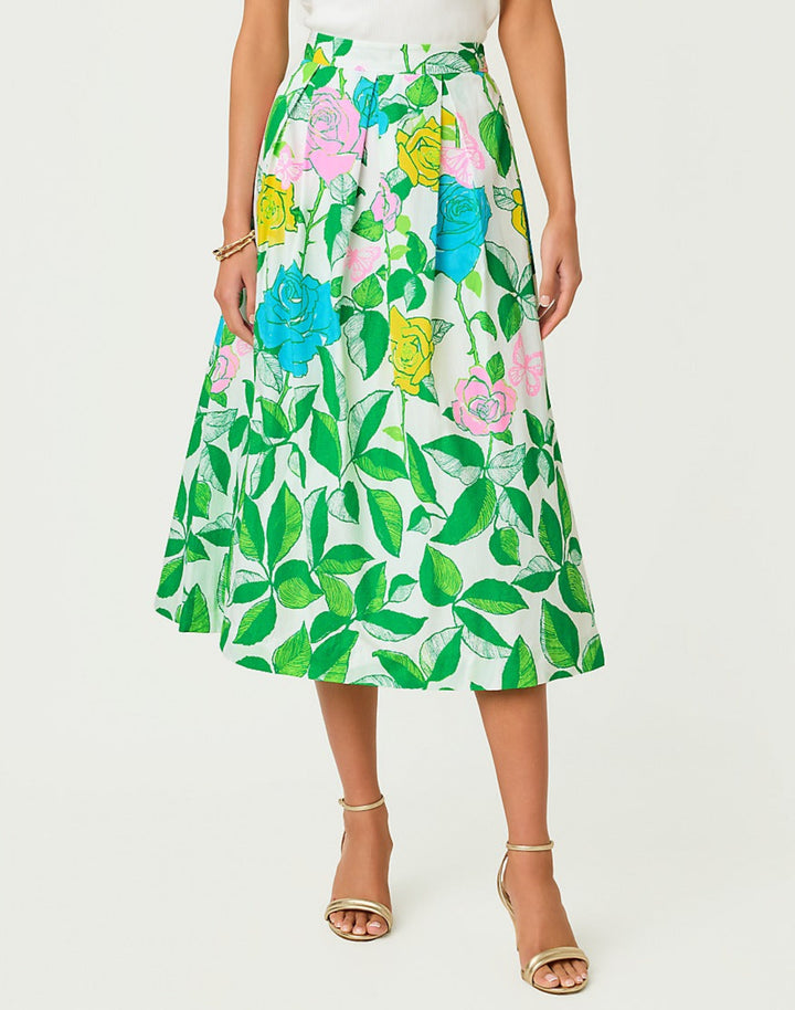 Izela Midi Skirt - Multi Rose Bud
