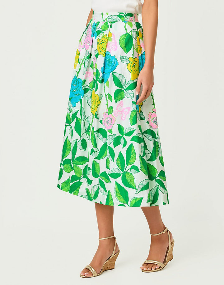 Izela Midi Skirt - Multi Rose Bud