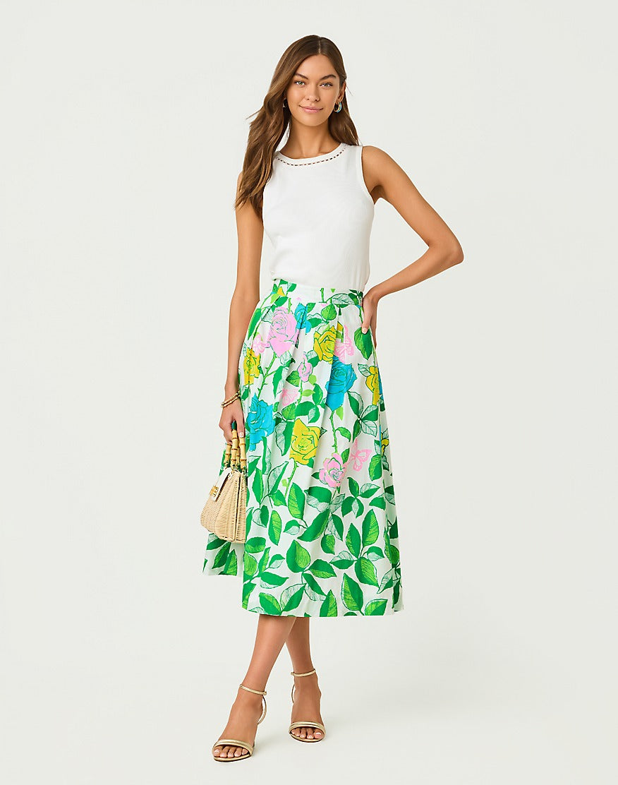 Izela Midi Skirt - Multi Rose Bud
