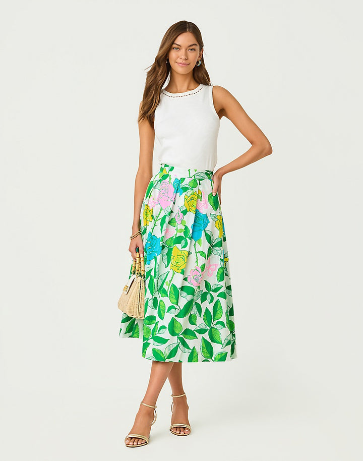 Izela Midi Skirt - Multi Rose Bud