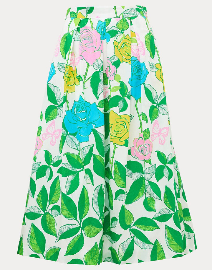 Izela Midi Skirt - Multi Rose Bud
