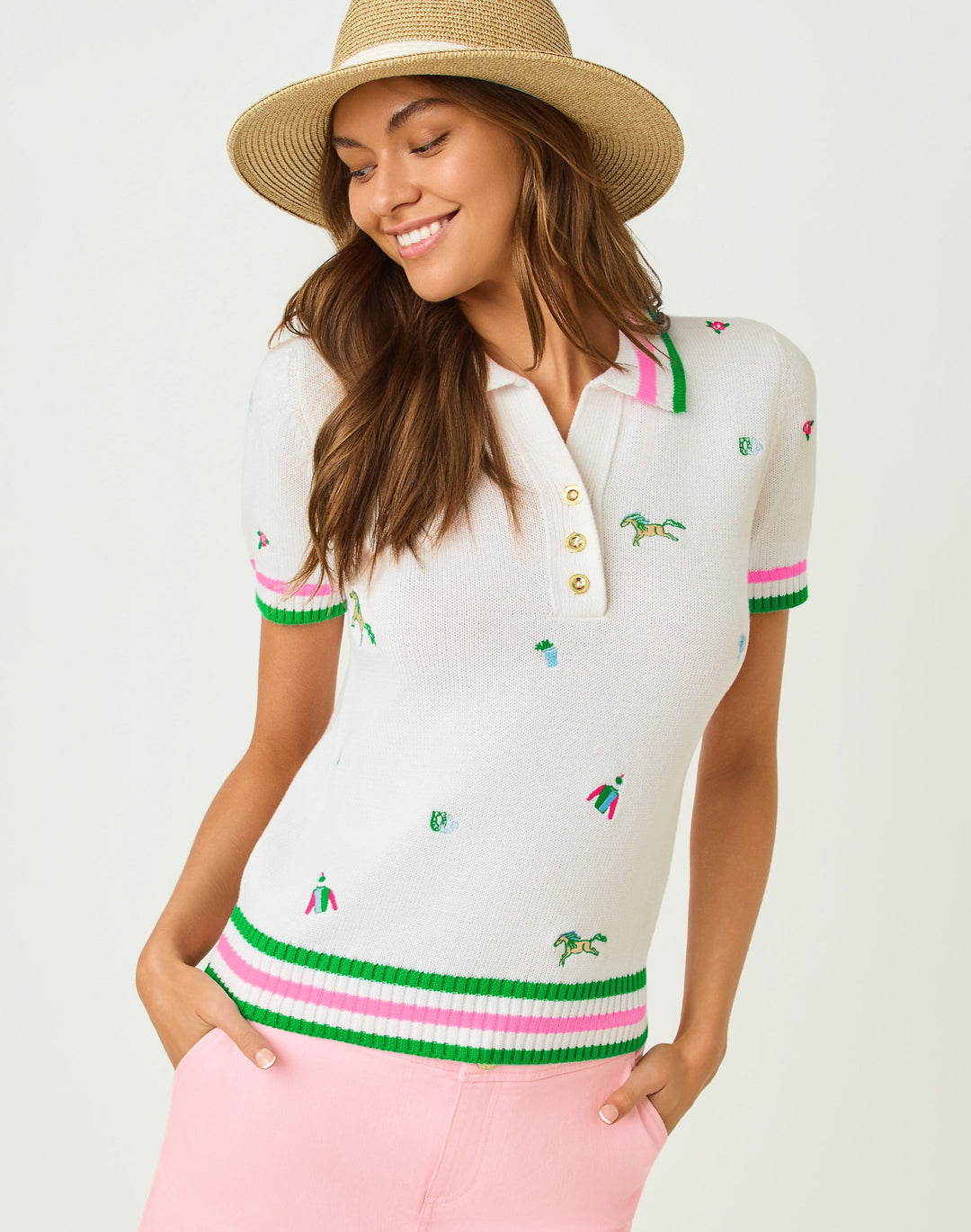 Suzette Sweater - Resort White Derby Ditsy