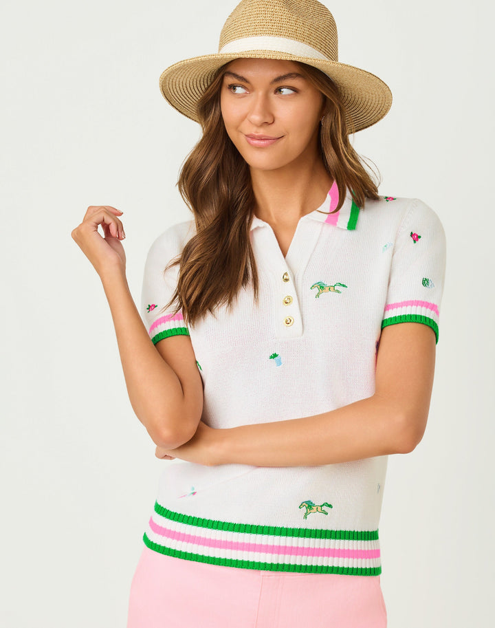 Suzette Sweater - Resort White Derby Ditsy