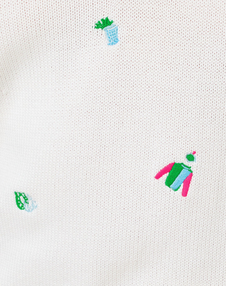 Suzette Sweater - Resort White Derby Ditsy