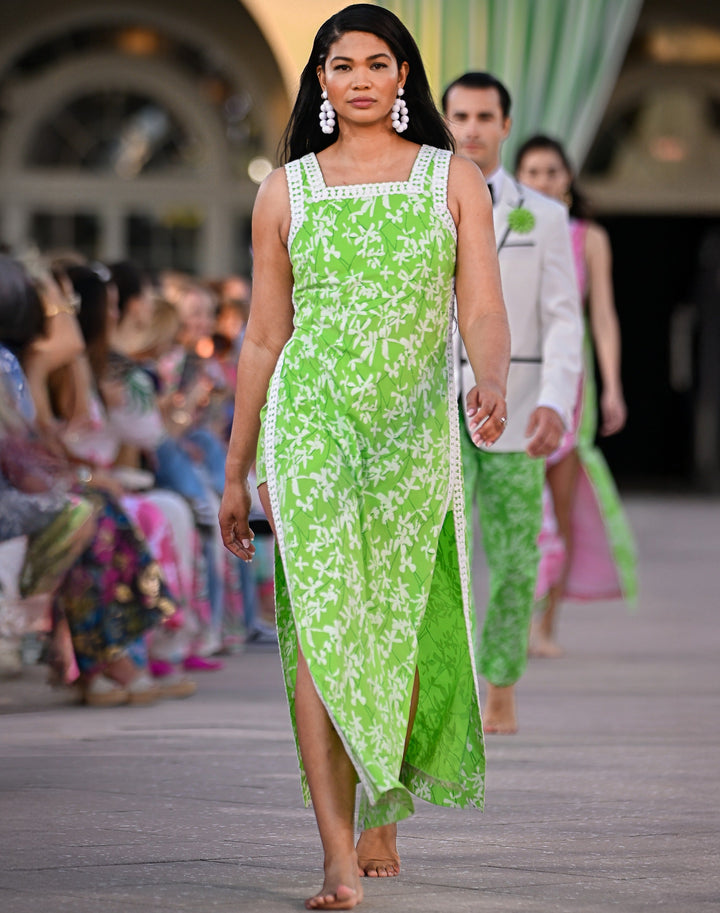 Tina Maxi Romper - Crocodile Green Liza Overprint