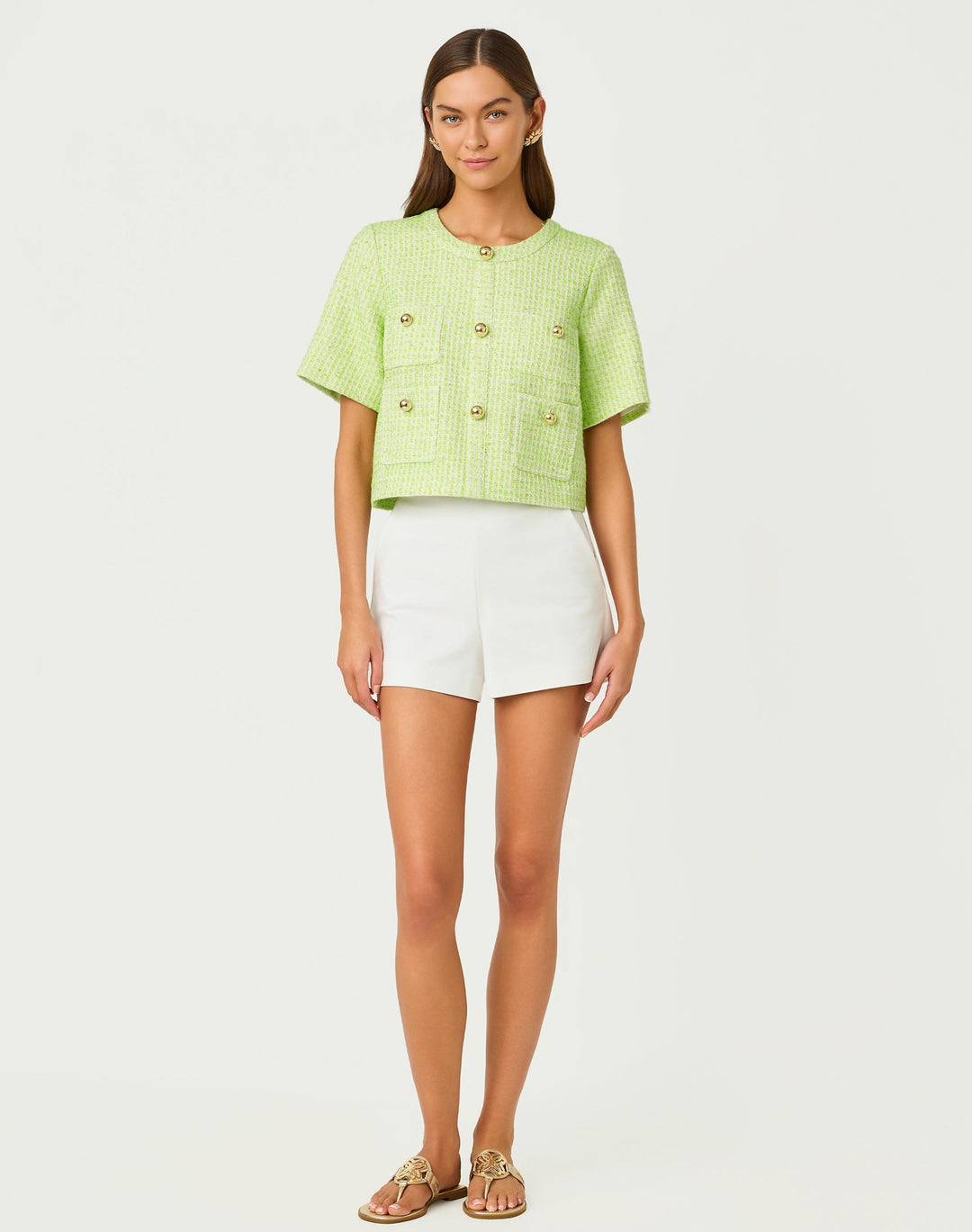 Irving Top - Crocodile Green Fantasy Boucle