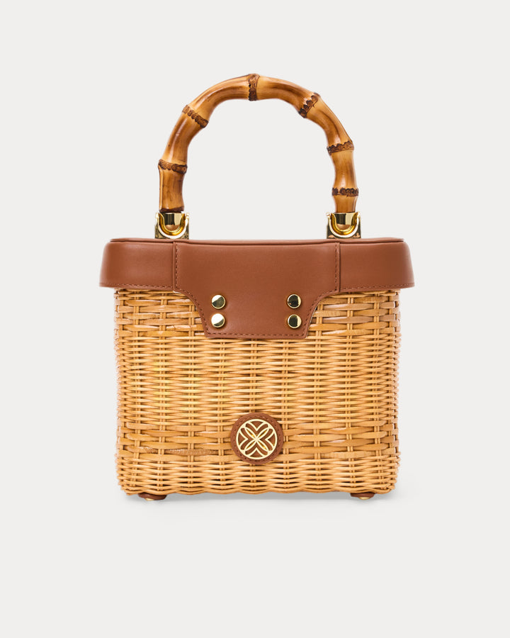 Sienna Top Handle Wicker Bag - Honey