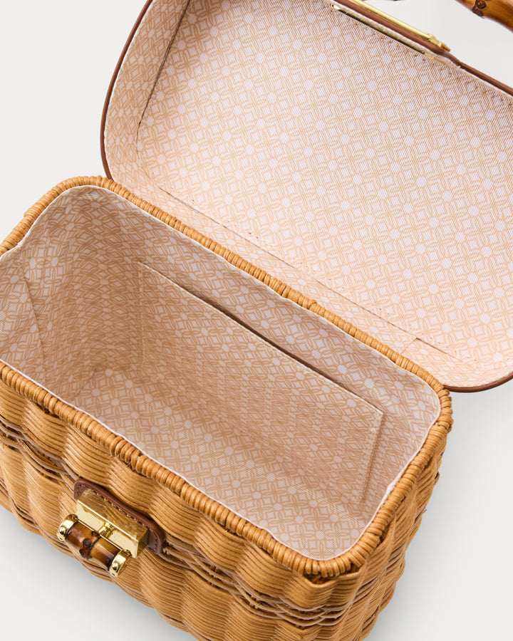 Sienna Top Handle Wicker Bag - Honey