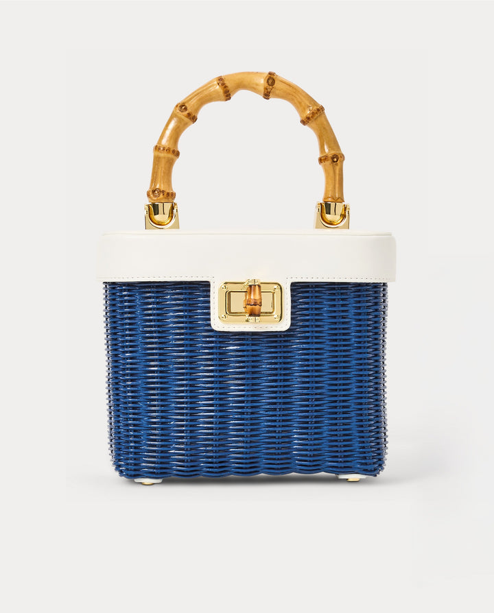 Sienna Top Handle Wicker Bag - Starlight Navy