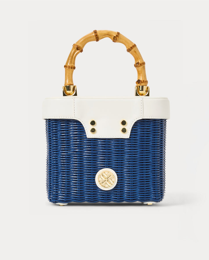Sienna Top Handle Wicker Bag - Starlight Navy