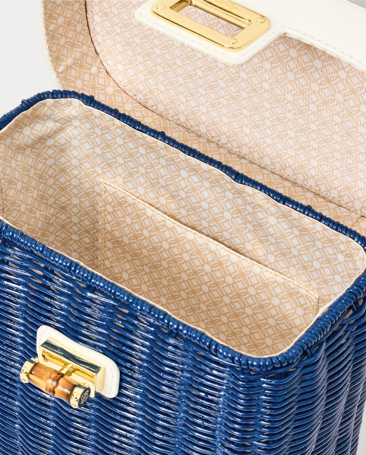 Sienna Top Handle Wicker Bag - Starlight Navy