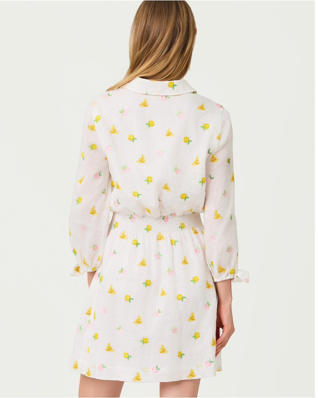 Abralynn Linen Shirtdress - Pink Muse Lemon Bee