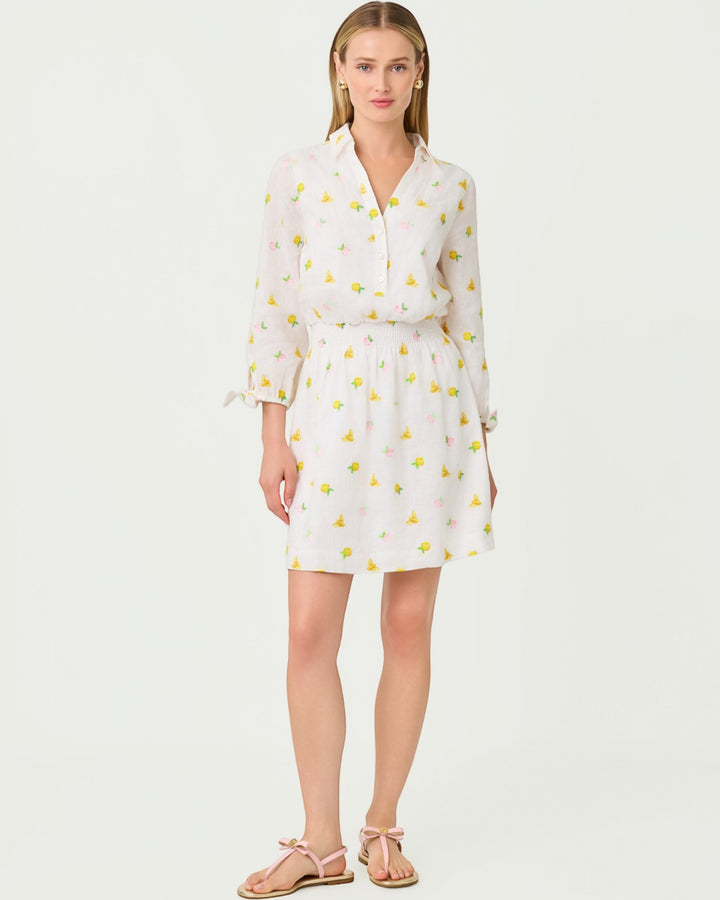 Abralynn Linen Shirtdress - Pink Muse Lemon Bee