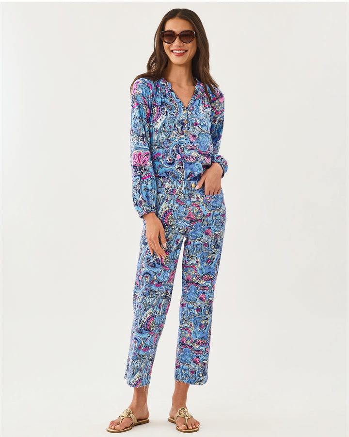 Harleen High Rise Crop Jean - Multi Paisley Parade