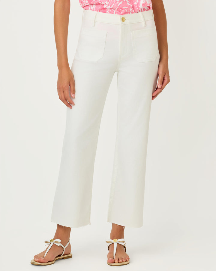 Harleen High Rise Crop Jean - Resort White