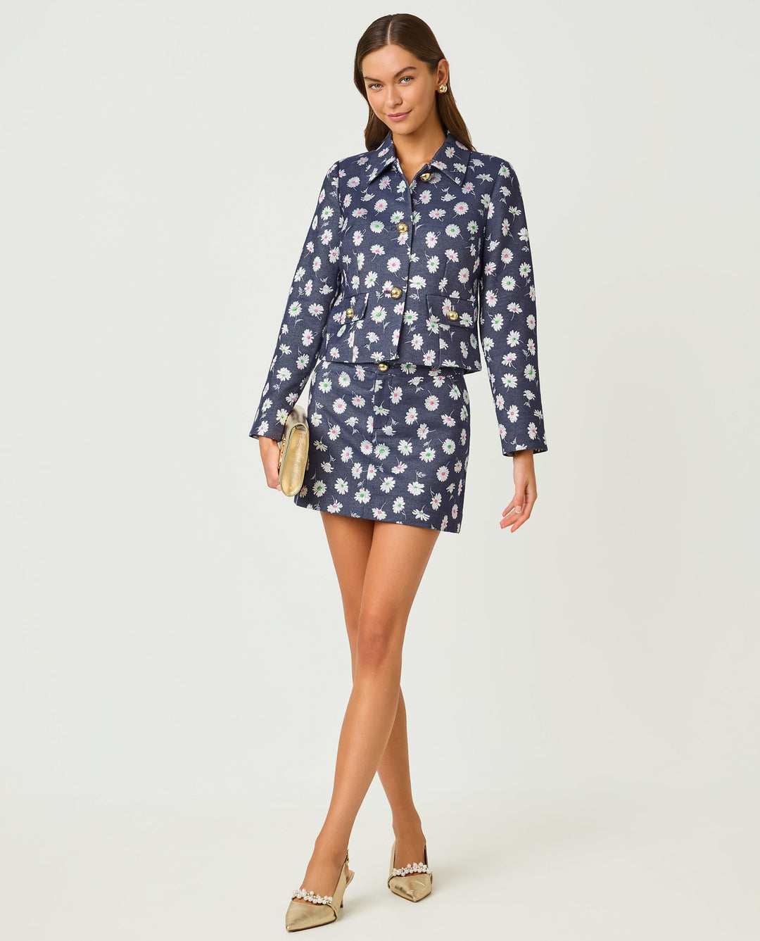 Eloraina Jacquard Jacket - Low Tide Navy Petal Toss