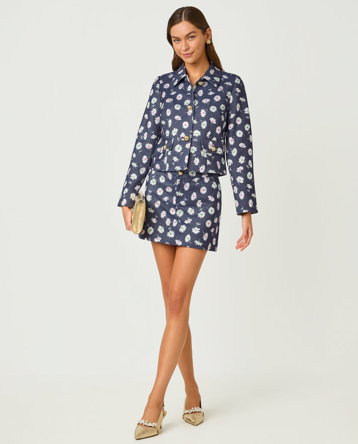Eloraina Jacquard Jacket - Low Tide Navy Petal Toss