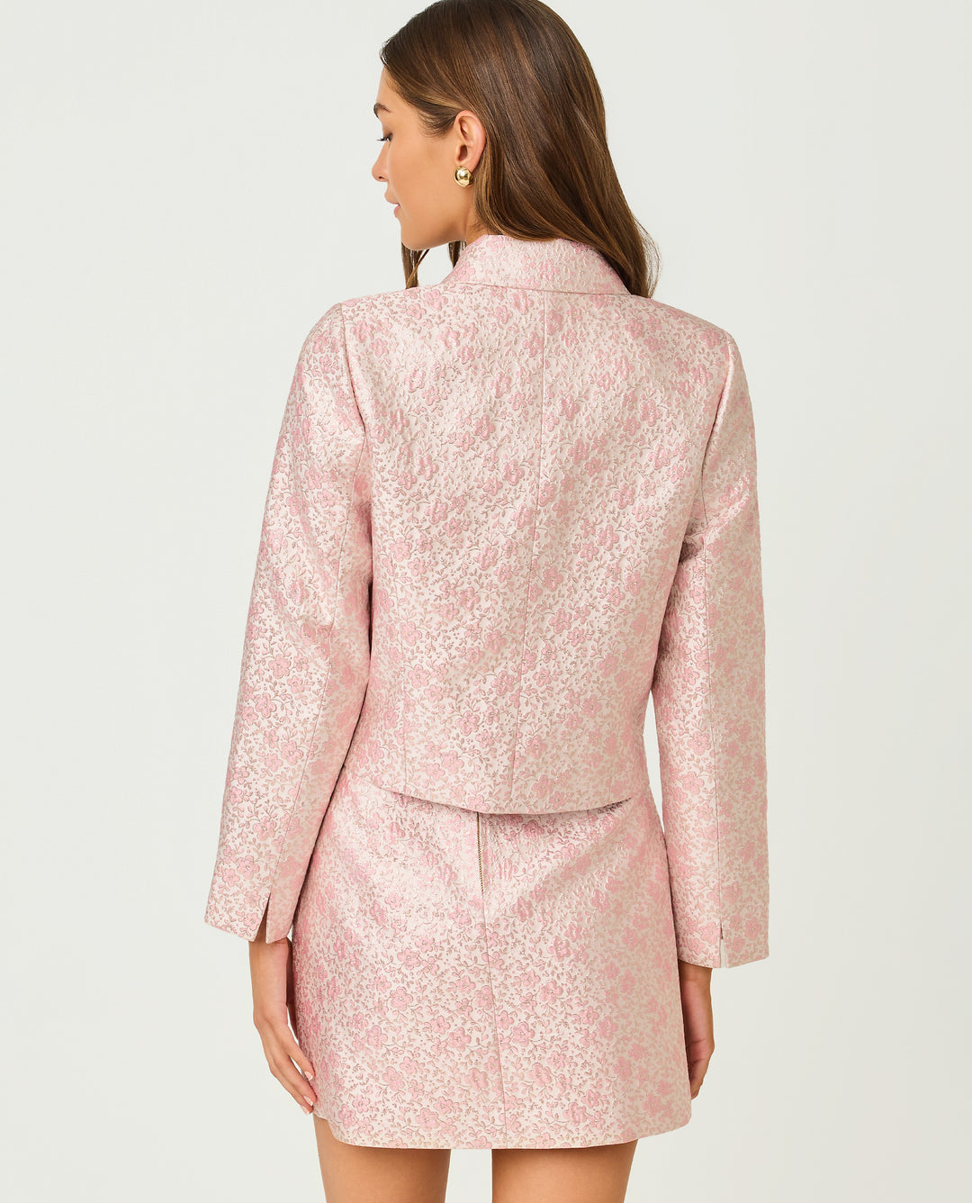 Eloraina Brocade Jacket - Conch Shell Pink Ritsy Ditsy