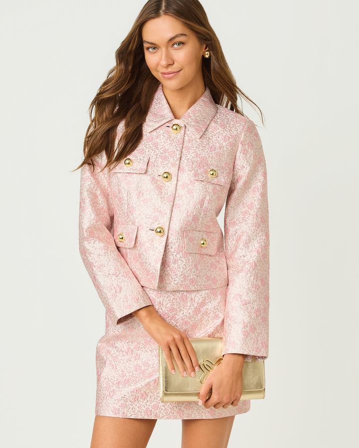 Eloraina Brocade Jacket - Conch Shell Pink Ritsy Ditsy