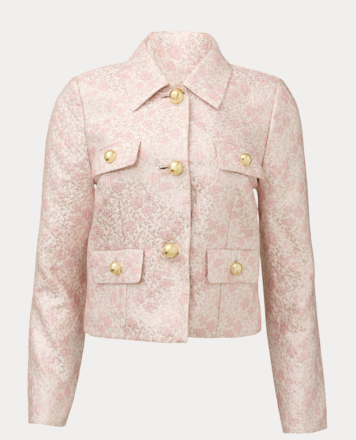 Eloraina Brocade Jacket - Conch Shell Pink Ritsy Ditsy