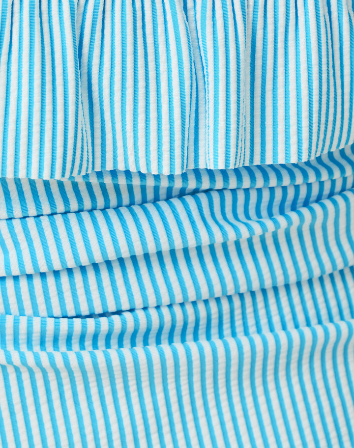 Aemma Ruffle Tankini Top - Capri Blue Seersucker