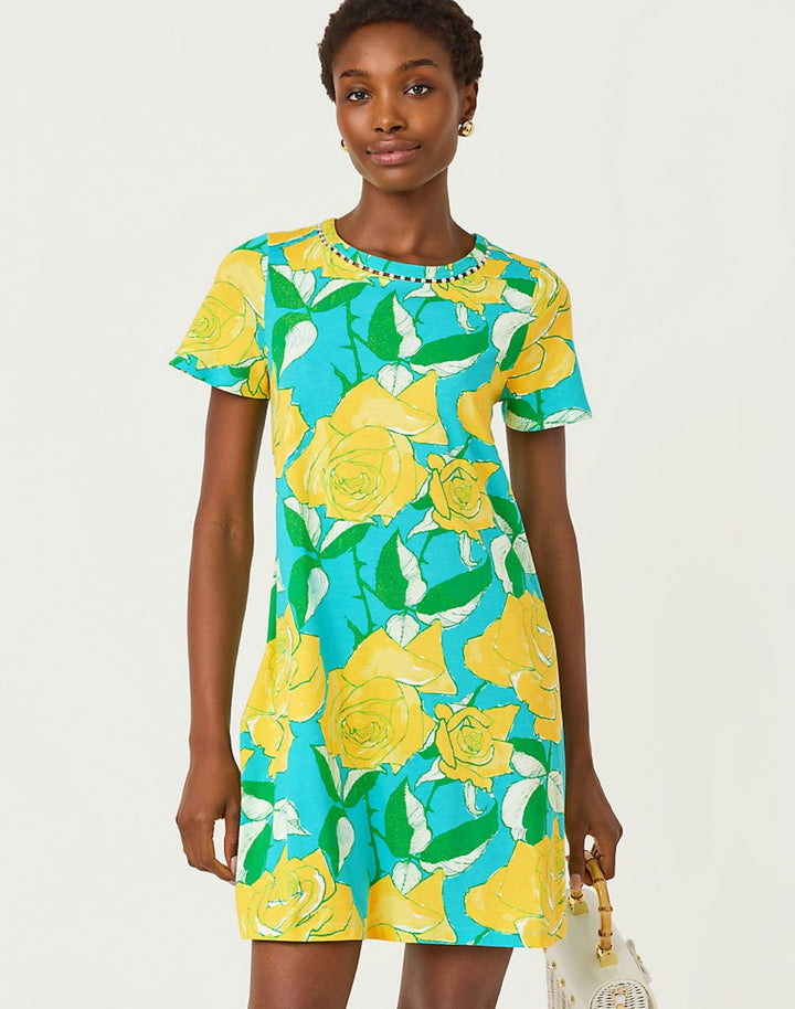 Cody Short Sleeve Dress - Blue Curacao Rose
