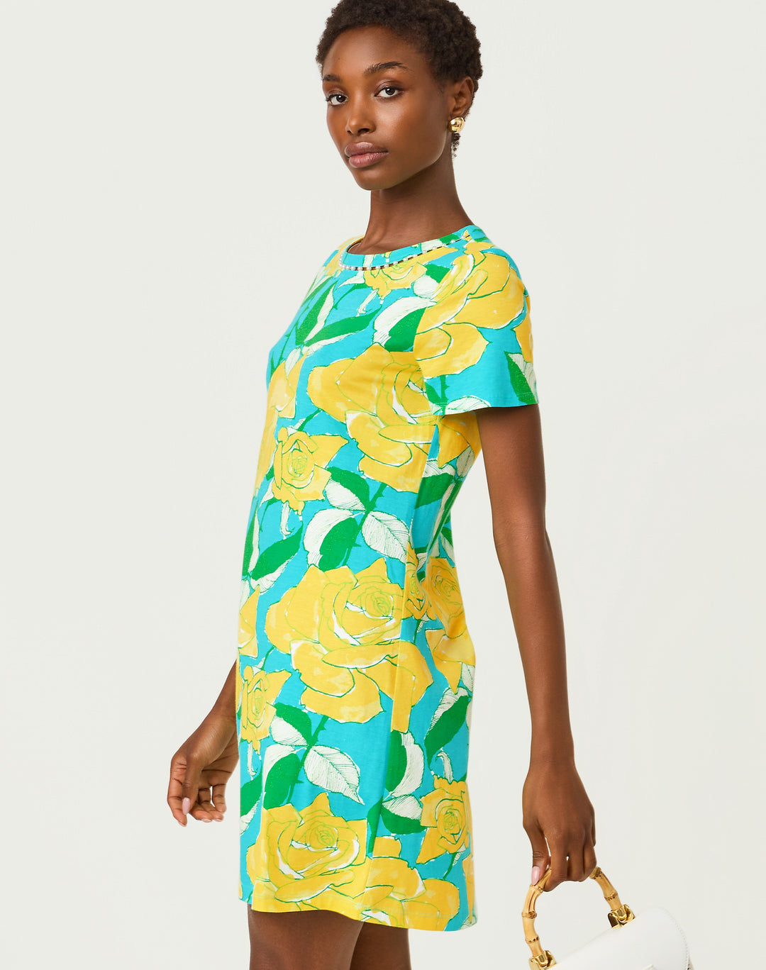 Cody Short Sleeve Dress - Blue Curacao Rose