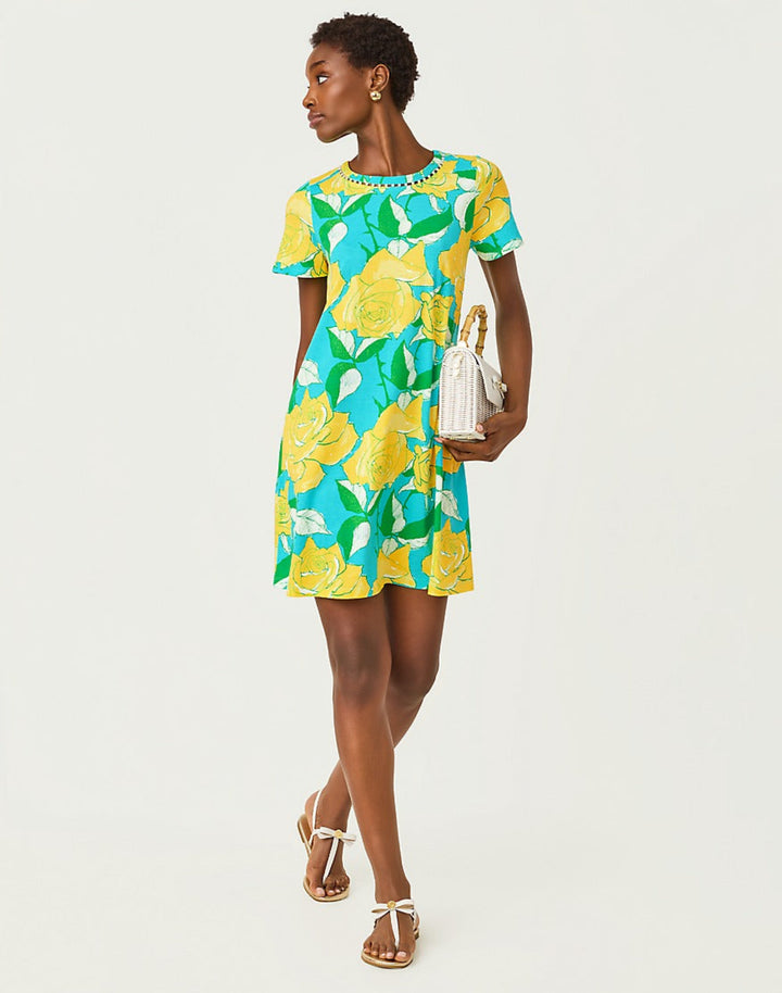 Cody Short Sleeve Dress - Blue Curacao Rose
