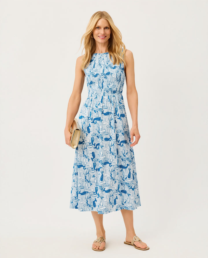 Finnley Midi Dress - Nassau Blue Thar She Blows