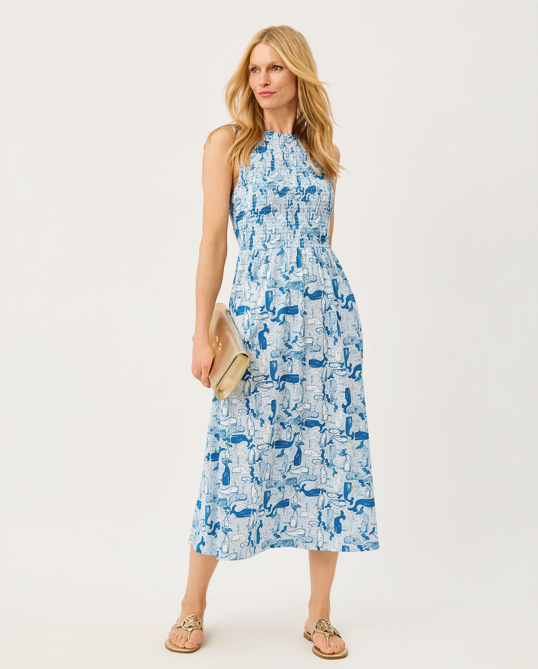Finnley Midi Dress - Nassau Blue Thar She Blows