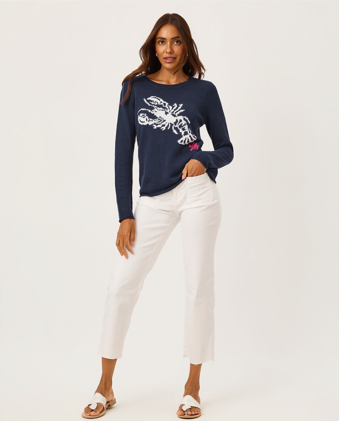 Kellyn Sweater - Low Tide Navy Nautical Lobster Jacquard
