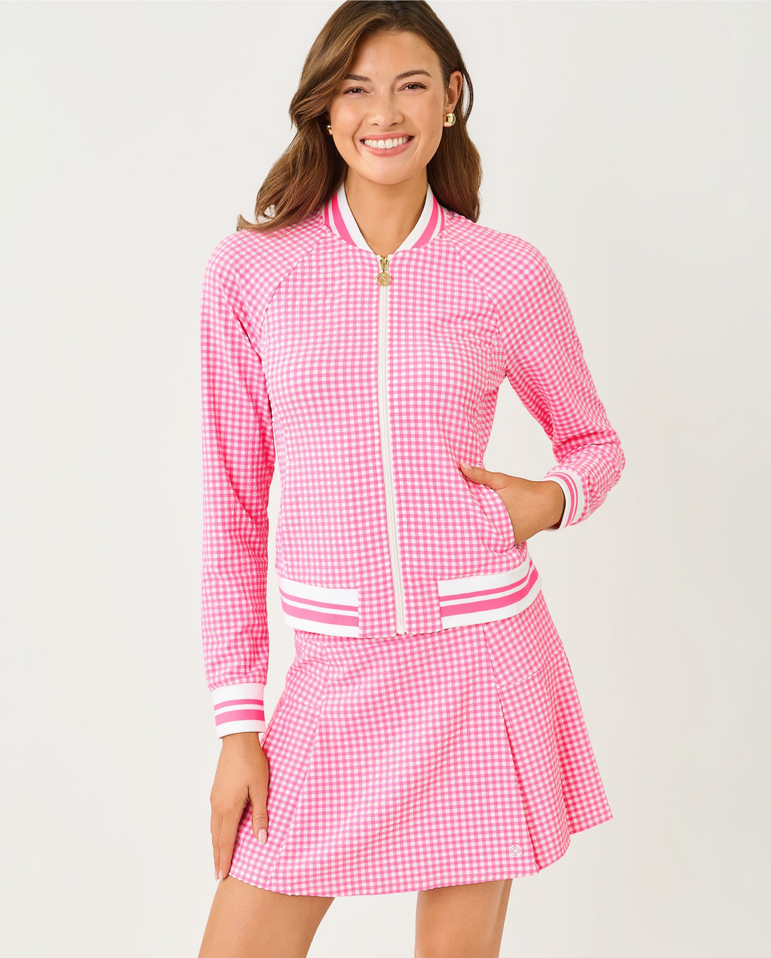 Jaydea Upf 50+ Jacket - Cherry Blossom Mini Performance Gingham