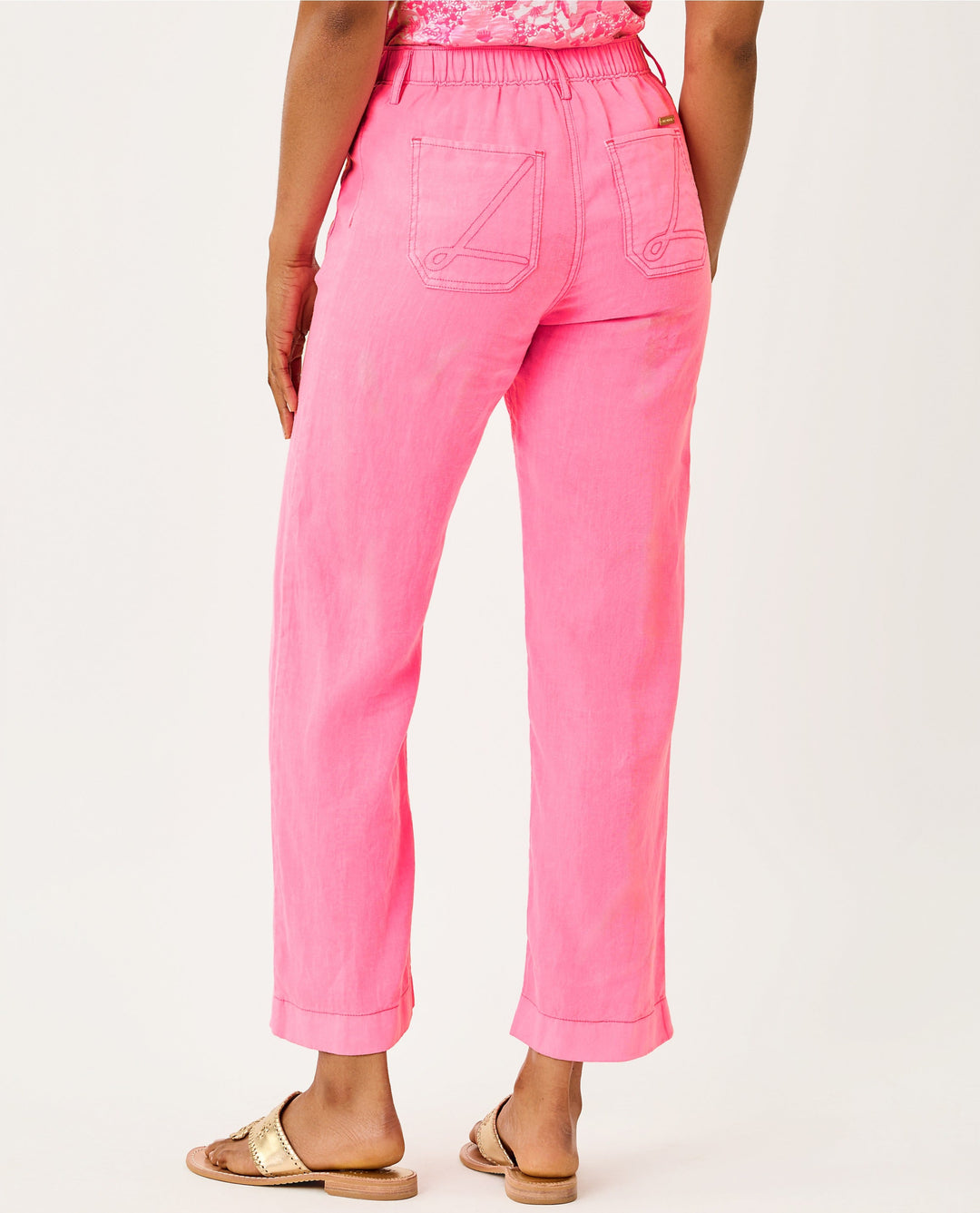 Amiko Linen Pant - Cherry Blossom