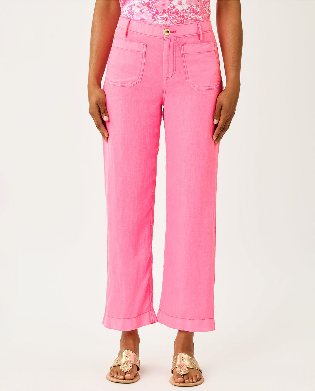 Amiko Linen Pant - Cherry Blossom