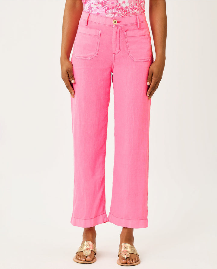 Amiko Linen Pant - Cherry Blossom