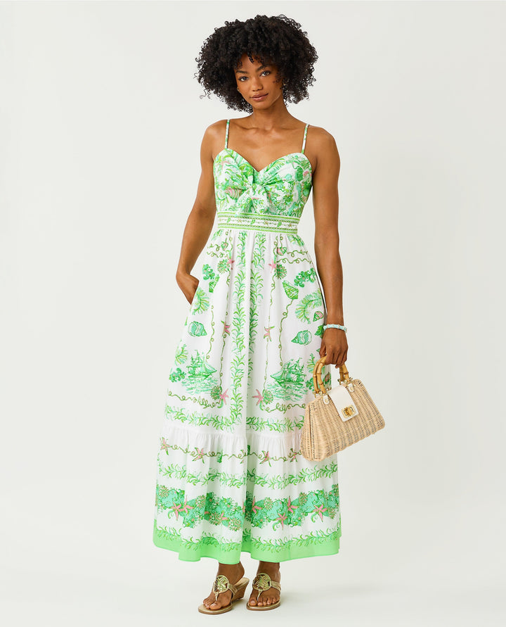Janae Maxi Dress - Resort White Ship To Shore Engineered
